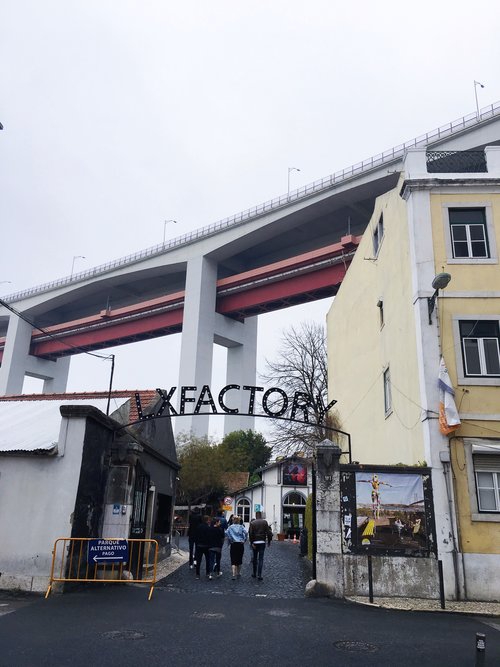Entrance to LX Factory in Lisbon Portugal on an overcast day