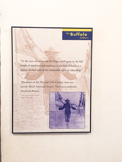 Framed Buffalo Soldier quote on the wall at Fort Point in California