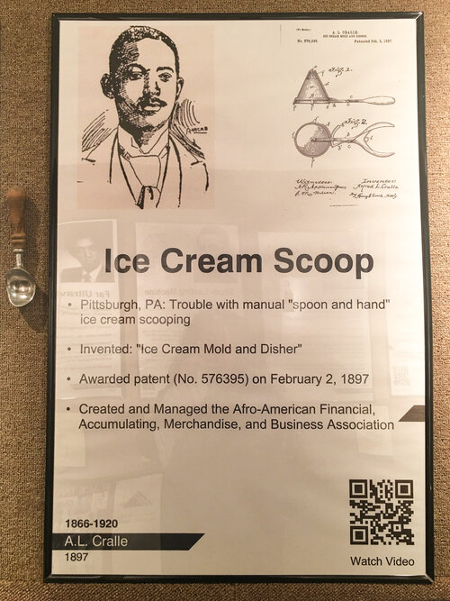 Framed photo of black hisotry legend A.L.Craile the inventor of ice cream scoop at the Apex Museum in Atlanta Georgia