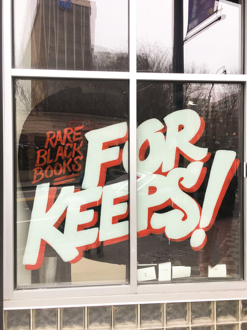 Front window of For Keeps Bookstore in Black Atlanta