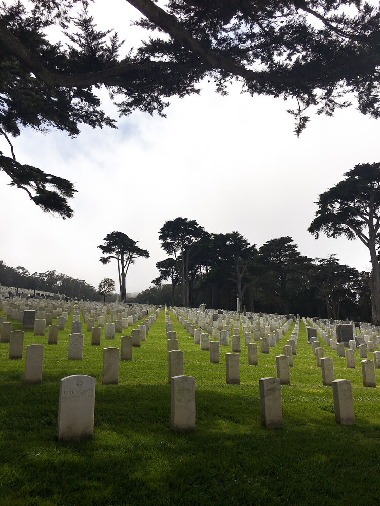 Grave stones at San Francisco National Cemetery in San Francisco California