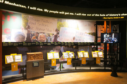 Inside the black history site African Burial Ground National Monument in New York City