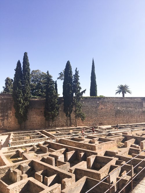 Outside the La Alcazaba in the sun in the Alhambra