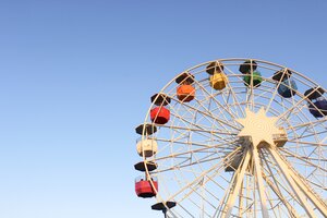 Colorful ferris wheel at the top of Mount Tibidabo in Barcelona