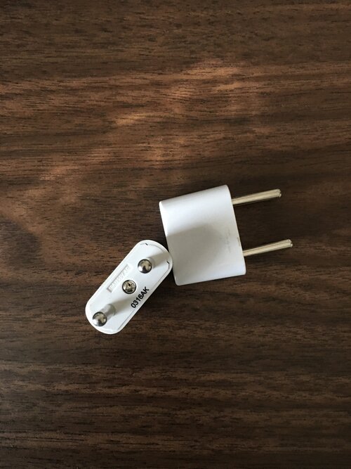 Two white Type C power European plug power outlet adapters