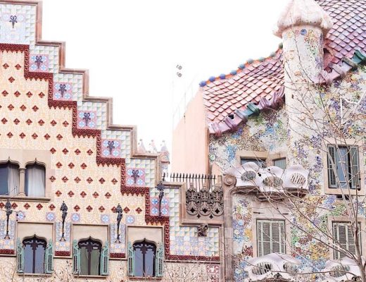 Gaudi Casa Batllo facade in Barcelona Spain on a sunny day