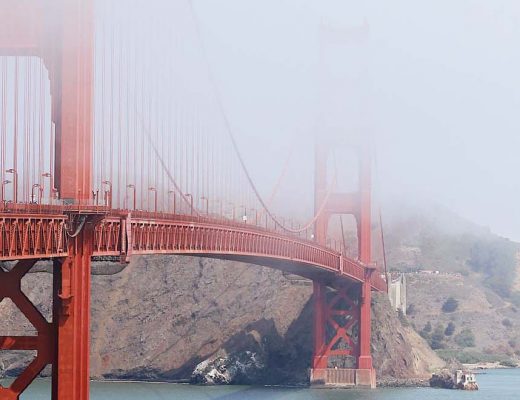 Golden Gate Bridge in San Francisco on a foggy morning in California