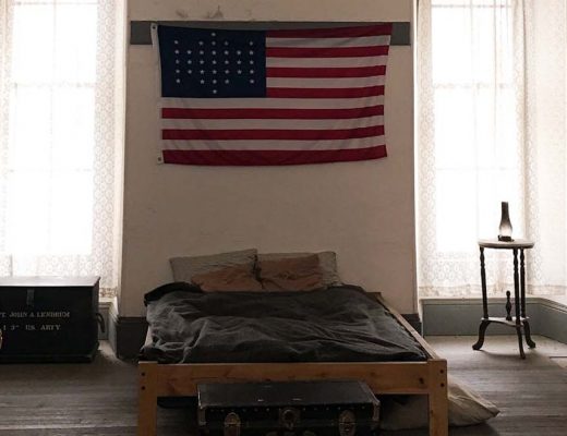 Recreated soldier bedroom from the war at Fort Point in San Francisco California