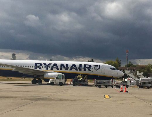 Ryanair Plane sitting on airport tarmac