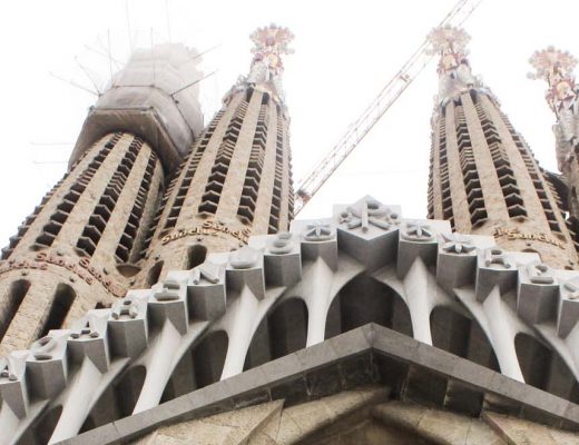 The passion facade at Sagrada Familia in Barcelona Spain