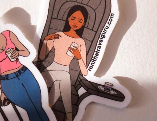 Two Etsy Shop stickers of black women traveling