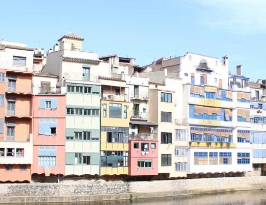 Colorful facades in Girona Spain in Catalonia