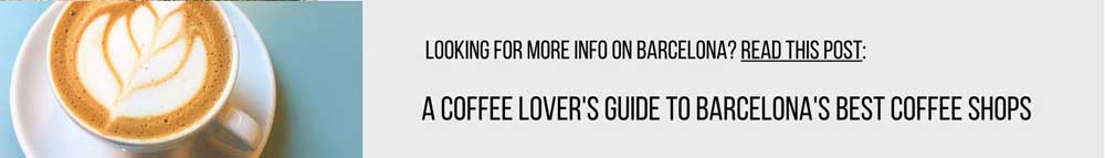 Banner guiding readers to read a post for the best coffee shops in barcelona