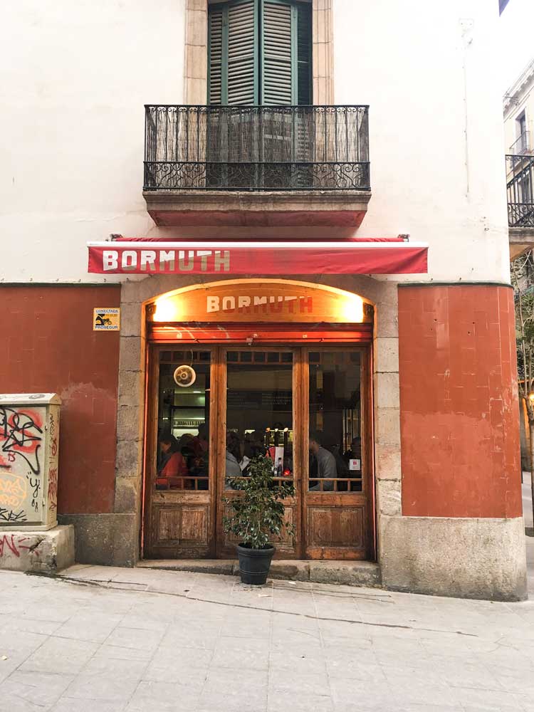 Outside window of one of the best tapas bars in Barcelona Bar Bormuth