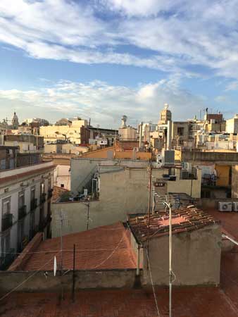 Rooftop in Barcelona Spain during the golden hour